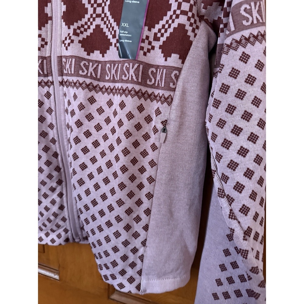 Women's All In Motion Seamless Fair Isle Printed Full Zip Sweatshirt Ski XXL - Picture 3 of 6